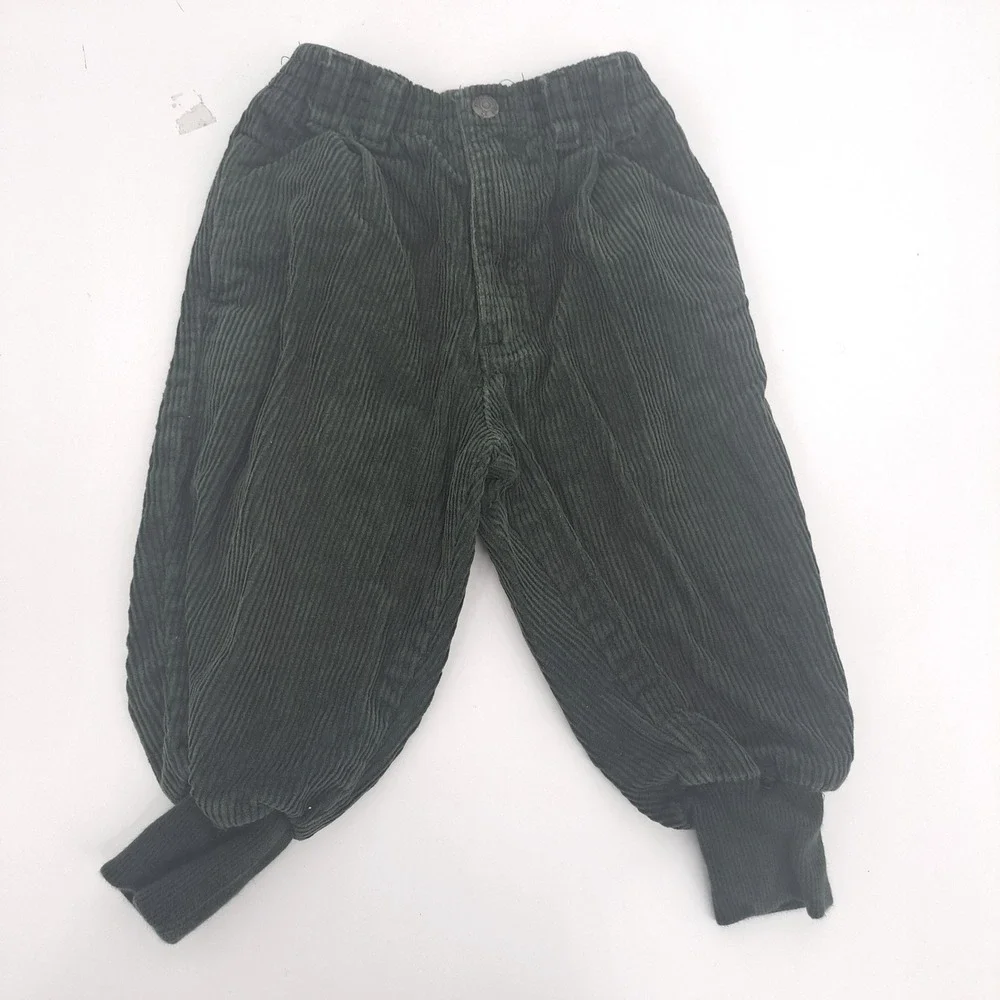 VTG Gymboree Green Corduroy Cuffed Jogger Pants Kids Size XS Retro Gorpcore Boho
